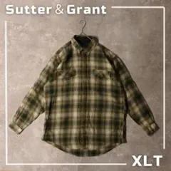 チェックシャツ グリーン xl