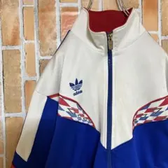 352adidasアディダストレフォイル3ライン刺繍トラックジャケットデサント製