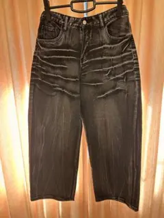 ブラック ワイドレッグ デニム