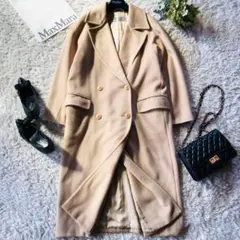 美品✨マックスマーラ ロングコート キャメル100% 女優襟 白タグ ベージュM