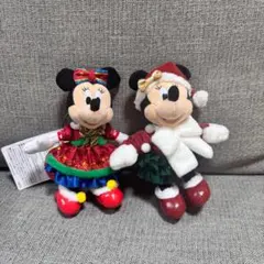 ディズニー　クリスマス　ぬいぐるみバッジ　ミニー