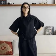 バルーンヘム ショートスリーブ シャツ ブラック