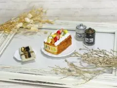 ミニチュアスイーツ♡フルーツミルフィーユ♡樹脂粘土♡ミニチュアケーキ♡フルーツ