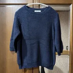 MOUSSY ネイビー 7部丈ニットセーター