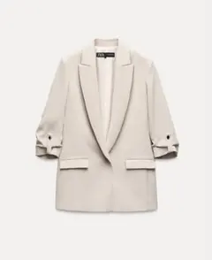 ZARA ロールアップスリーブブレザー XS サンド