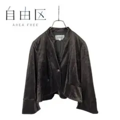 01T476☆ 自由区 薄手 ベロア ショート丈 ボレロ ジャケット Mサイズのサムネイル