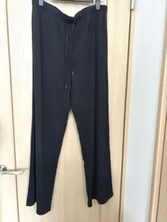 【GU】リブプルオンパンツ(丈標準68.0～72.0cm)黒　XL