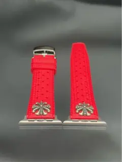 レッド FKM ラバー ベルト バンド アップルウォッチ