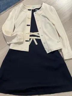 フォーマルワンピース ネイビー アイボリージャケット150cm