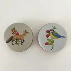 【美品】POMOLOGY ポモロジー 空き缶 2個セット キツネ 小鳥