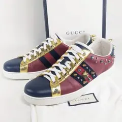 美品　GUCCI　グッチ　スニーカー　シェリーライン　スタッズ　レザー　エース
