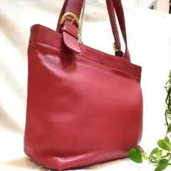 美品 大容量 オールドコーチ トートバッグ グラブタン レザー レッド 4140
