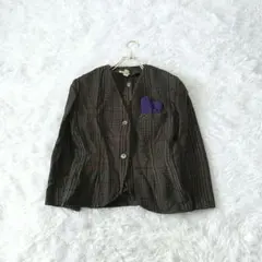 Vintage ノーカラージャケット ツイード ベストセットアンティーク42上品