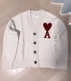 Ami Paris ハートロゴ ニット カーディガン 白 ホワイト - メルカリ