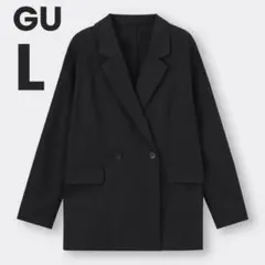 GU リネンブレンドテーラードジャケット ダブルブレスト ブラック　L