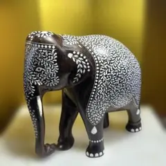 中国 唐木紫壇製 獣骨象嵌装飾 インド象 置物 V R4905B - メルカリ