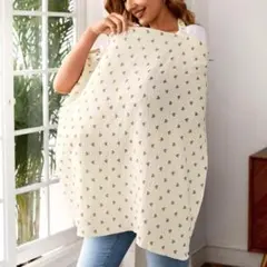 授乳ケープ ハート柄 ベージュ 通気性