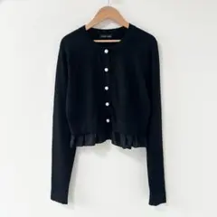 YOKOCHAN ヨーコチャン　フェイクパールカーディガン　ブラック　フリルのサムネイル