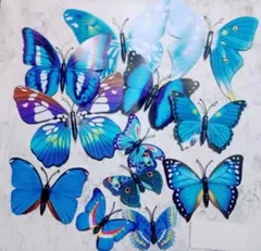 新品☆ウォールステッカー 蝶 ブルー ペーパー 立体 12個セット 3D