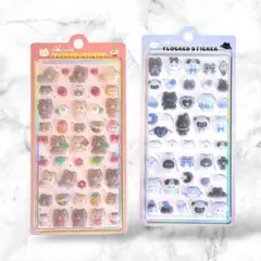 《海外限定》 フロッキーシール　2枚セット 動物 アニマル ねこ　くま　ふわふわ