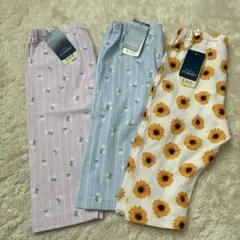 キッズ　スパッツ 3点セット 花柄・ストライプ　　5分丈　120cm