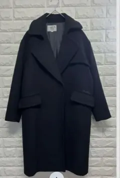 SALE開催中L〜XL相当 アーノルドパーマー 混毛ロングコート 高級ブラック