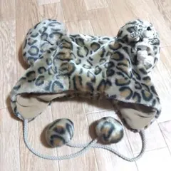 【お値下げ】ディズニー　ミニーファンキャップ　ヒョウ柄 ミニチュアミニー付き　茶