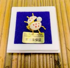 本真珠製てんとう虫ラペルピン ブローチ ピンバッチ