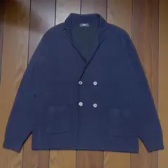 SHIPS ミラノリブ ダブル ニットジャケット 美品 L ネイビー
