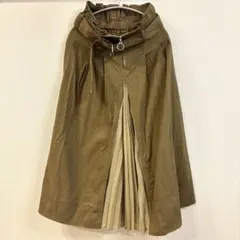 ロングスカート ブラウン　プリーツ切替 ベルト付きのサムネイル