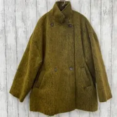 【 hellam 】シャギーミドルコート マスタード フリーサイズ