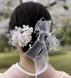 成人式　卒業式　髪飾り　水引桜＆桜　ピンクホワイト