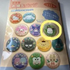 サンリオ 花言葉刺繍缶バッジ　ポチャッコ