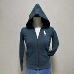 超希少 y2k ラルフローレン ジップパーカー ビッグポニー 黒 白 グランジ