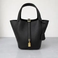 限定セール 本革 高級 キューブバッグ バケツ型バッグ 黒 ハンドバッグ pm