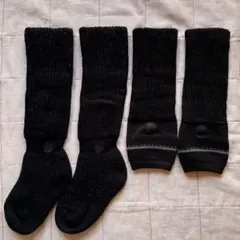 靴下サプリ オカモト まるでこたつ ソックス レッグウォーマー 2点セット 黒