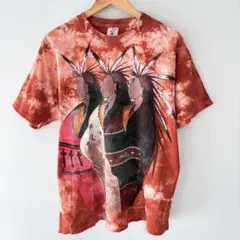 タイダイ柄 Tシャツ メンズ ヴィンテージ　グラフィックプリント　インディアン