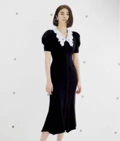 SNIDEL エンブロイダリーホワイトカラーマーメイドワンピース