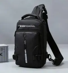 ボディバッグ ショルダーバッグ リュック メンズ 黒 4WAY防水 USBポート