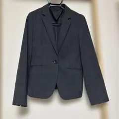 【洗濯機で洗える】グレーチェック柄 パンツスーツ上下セットアップのサムネイル