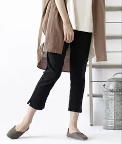 ストレッチ カジュアルパンツ ウエストゴム　ブラックのサムネイル