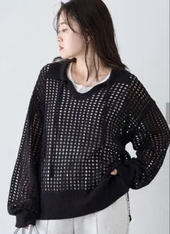 お値下げ超美品CIOPANIC TYPY メッシュ編みスキッパーニット ブラック