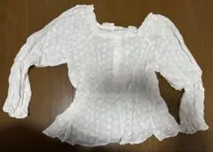 ♡最終値下げ　ホワイトレースアップブラウス Lサイズ　春コーデ　ガーリー