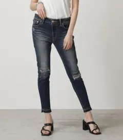 値下げ⭐︎Repair denim skinny ダークブルー S