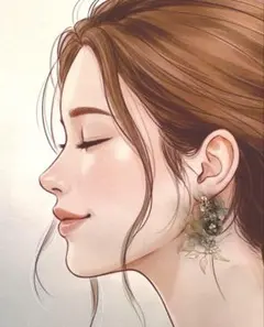 ディップアートピアス薄〜いグレーのお花モチーフ！森みたいなかんじもあるかな？