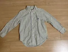 値下　ラルフローレン　黄色系チェック柄 長袖シャツ 4T110