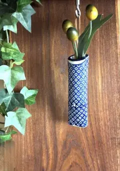 陶器 鹿の子柄 吊り下げ 一輪挿し 古道具 花器 花瓶 昭和レトロ
