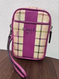 Coach コーチ　チェック柄ポーチ 小型