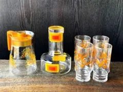 昭和レトロな物をセット、水差し 、ハリオティーポット、  グラス４個