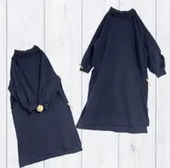 Samansa Mos2 blue 柔らかゆったり着やすいニットワンピース